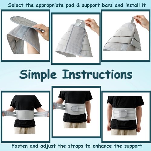King Mills Plus Size Back Brace for Lower Back Pain, Breathable Obese Belly Support for Sciatica, Back Pain, Scoliosis, Two Sets of Support Bars. Lightweight. (Belly: 52" - 60")