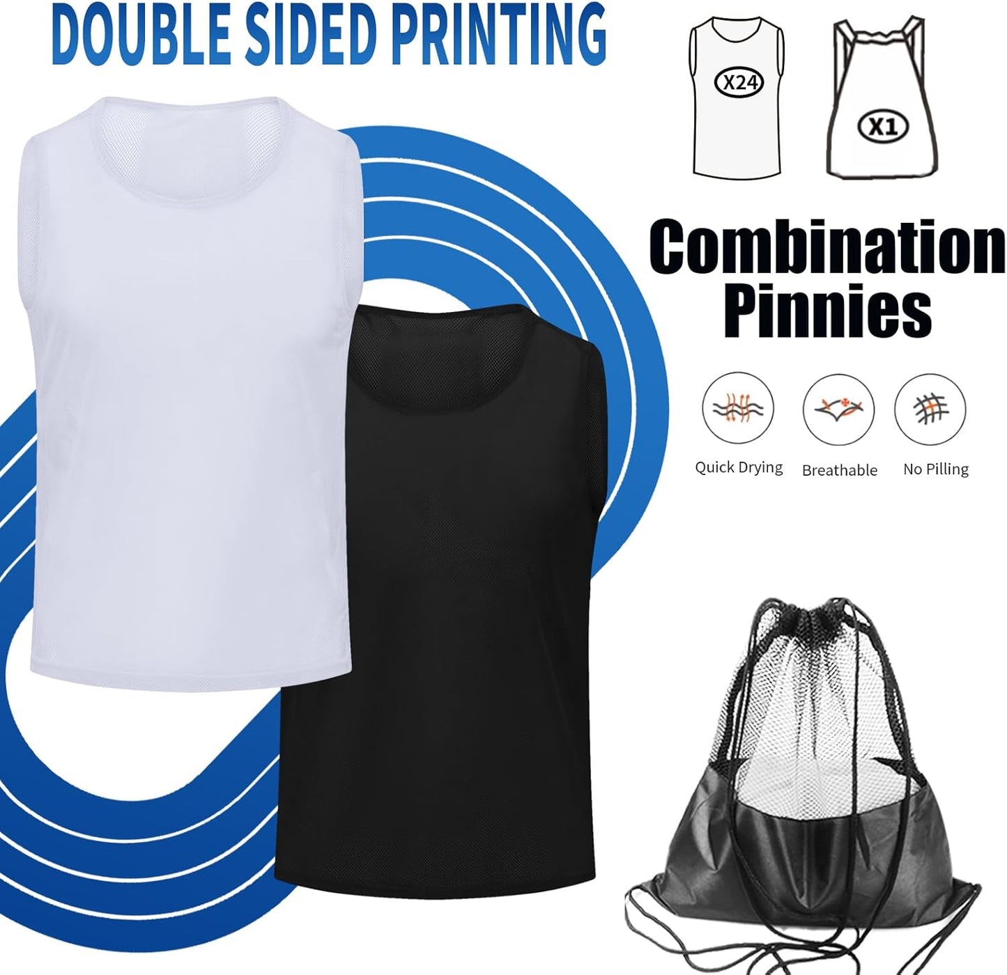 Skiennix Soccer Pinnies - Youth Scrimmage Vests with Numbers for Team Practice | Lightweight & Durable