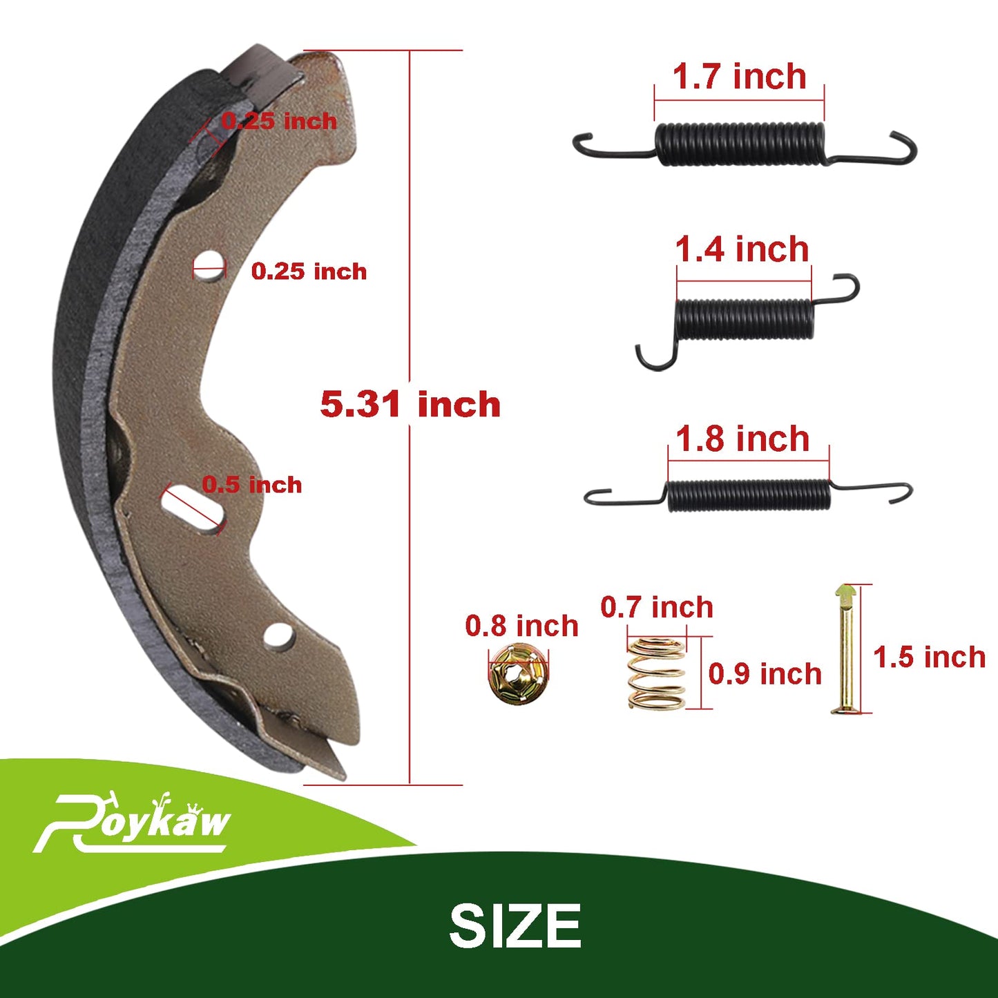 Roykaw Golf Cart Brake Shoes Pads and Springs Kit Compatible with EZGO 1996-Up TXT/ST350/Workhorse and Yamaha 1993-Up G14, G16, G19-G22 Models, Replaces OEM # 27943G01, 70794G01, 70795G01