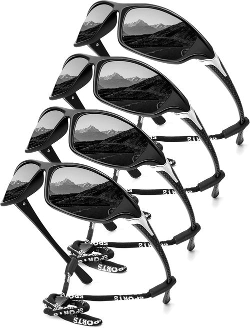KALIYADI Polarized Sunglasses - UV Protection for Men | 4-Pack Sports Eyewear for Fishing, Driving, Cycling
