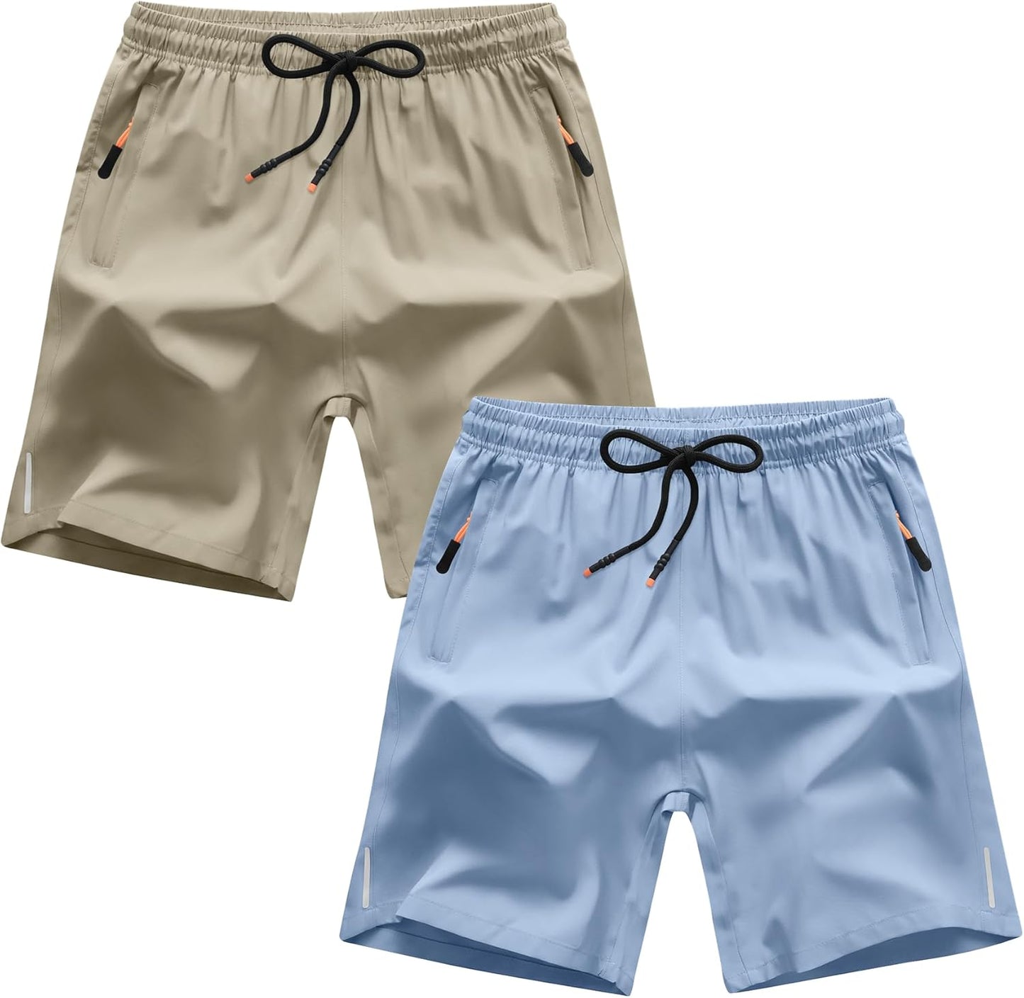 Skiennix Boys Athletic Running Shorts - Quick Dry Fabric with Zipper Pockets