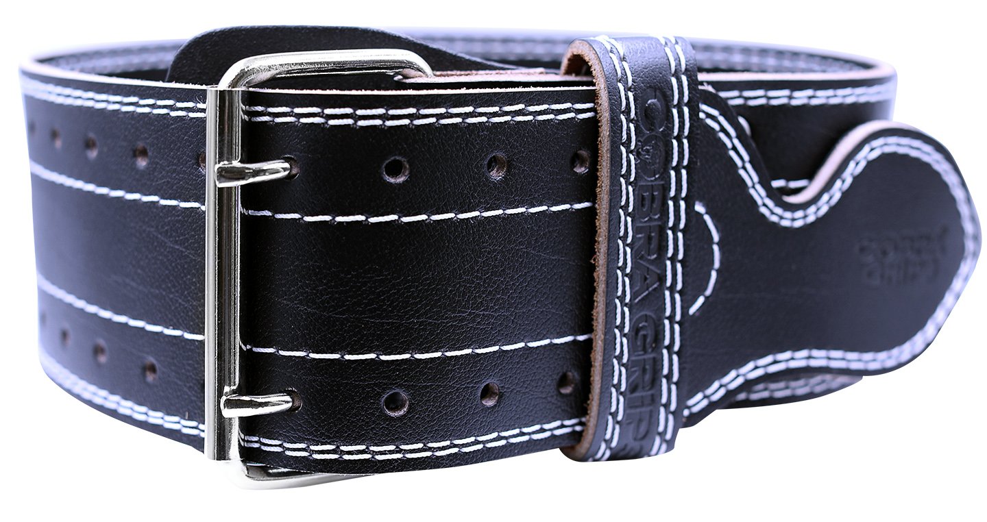 Weight Power Lifting Belt 4” Wide Cobra Grips Premium Genuine Leather Belt for Men & Women Adjustable Weightlifting Back Support (Black, Medium 32"-40")