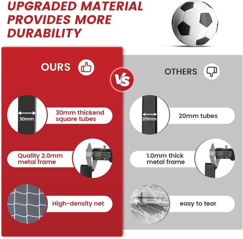 Bearwill Soccer Goal - 12X6FT Portable Soccer Net with Upgraded Collapsible Base | Easy Setup for Indoor/Outdoor Practice