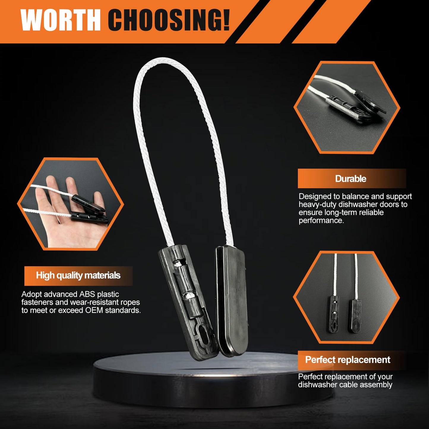 Upgrade 4933DD3001B Dishwasher Door Hinge Cable Assembly Completely Suitable for LG Dishwasher LDF7774ST LDF6920ST LDF6920BB LDF7551ST Replace 4933DD3001A PS3524406 AP4511304, 2 Pack