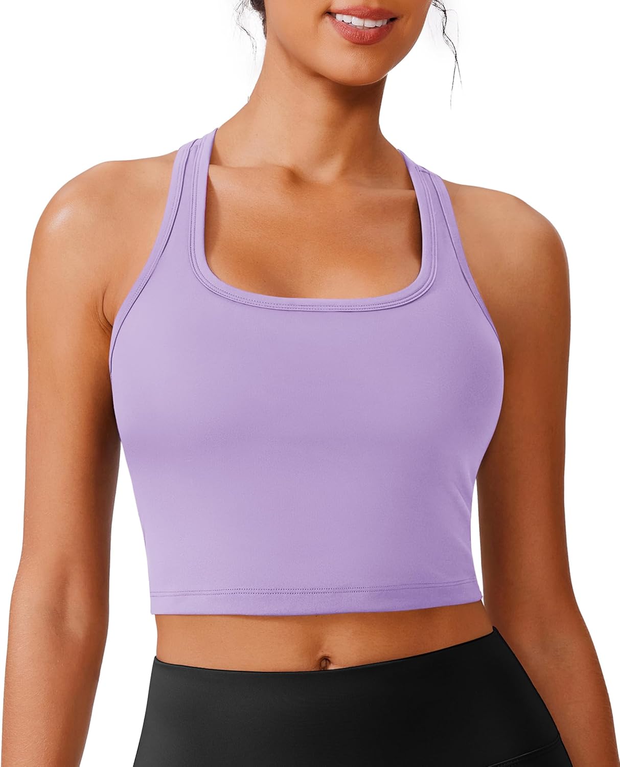 PINSPARK Longline Sports Bra | Padded Racerback Yoga Top for Women - Comfortable Workout Wear