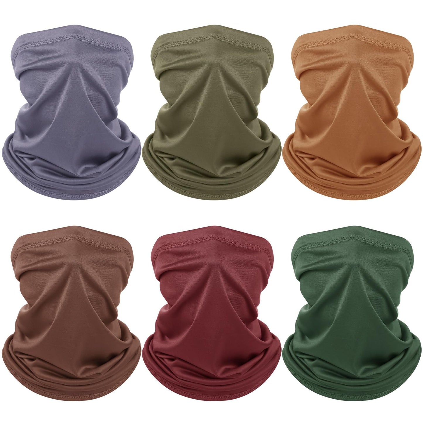Geyoga 6 Pieces Summer UV Protection Cooling Neck Gaiter Face Clothing Neck Gaiter Mask Scarf Sunscreen Breathable Bandana (Earth Tones)