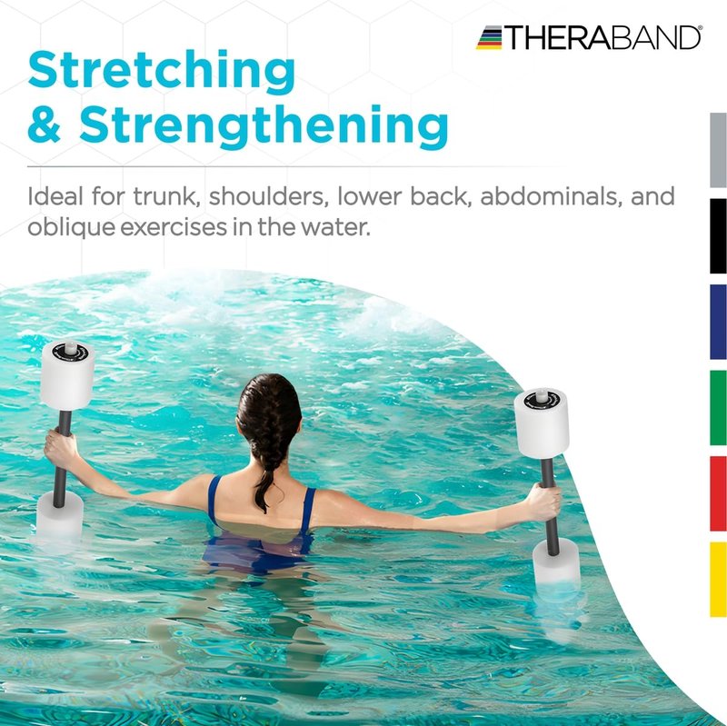 THERABAND Swim Bar with Padded Grip for Buoyancy-Based Swim Training and Swim Lessons, Aquatic Fitness Equipment, Aqua Training Barbell, Water Aerobics Equipment, Swimming Aid for Children to Seniors