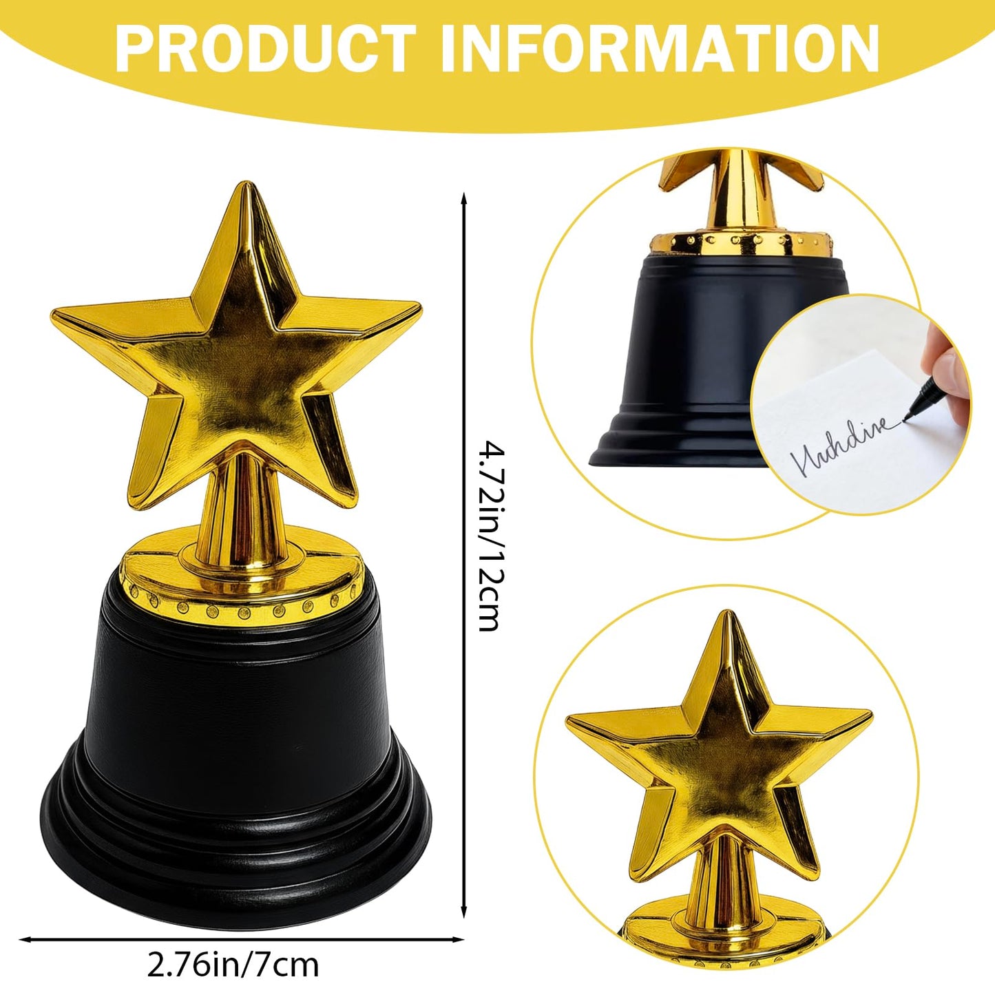ZETEAKER 24 Pack Mini Star Trophy Awards Bulk, 4.72 Inch Plastic Gold Star Trophy, Mini Trophies Party Favors, Small Trophy Award for Winner Competitions, Sports Events, Props, Rewards, Game Prize