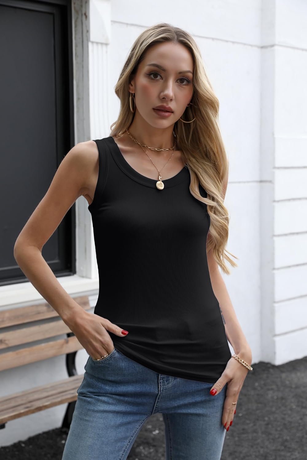 Areecin Tank Tops for Women - Sleeveless Racerback Ribbed High Neck Summer Essentials
