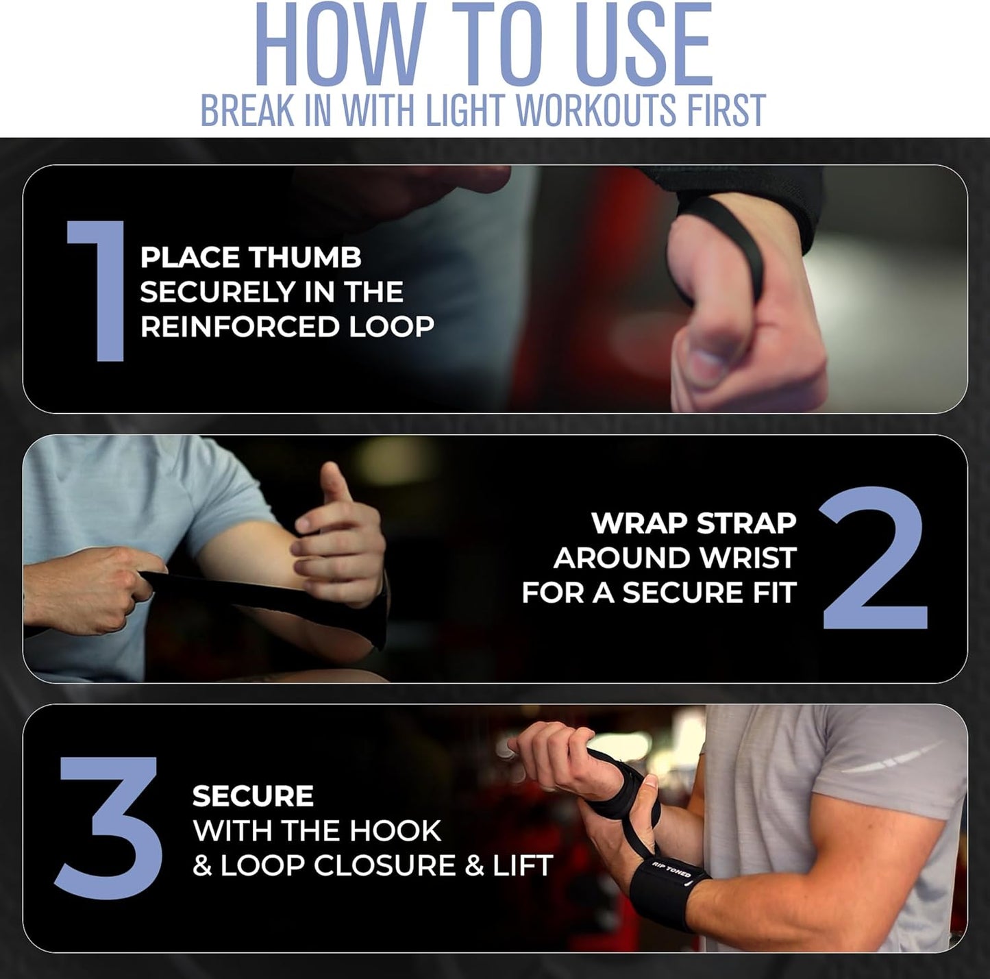 Rip Toned Wrist Wraps - USPA & USAPL Approved 18" Weightlifting Straps | Adjustable, Durable Support for Men & Women