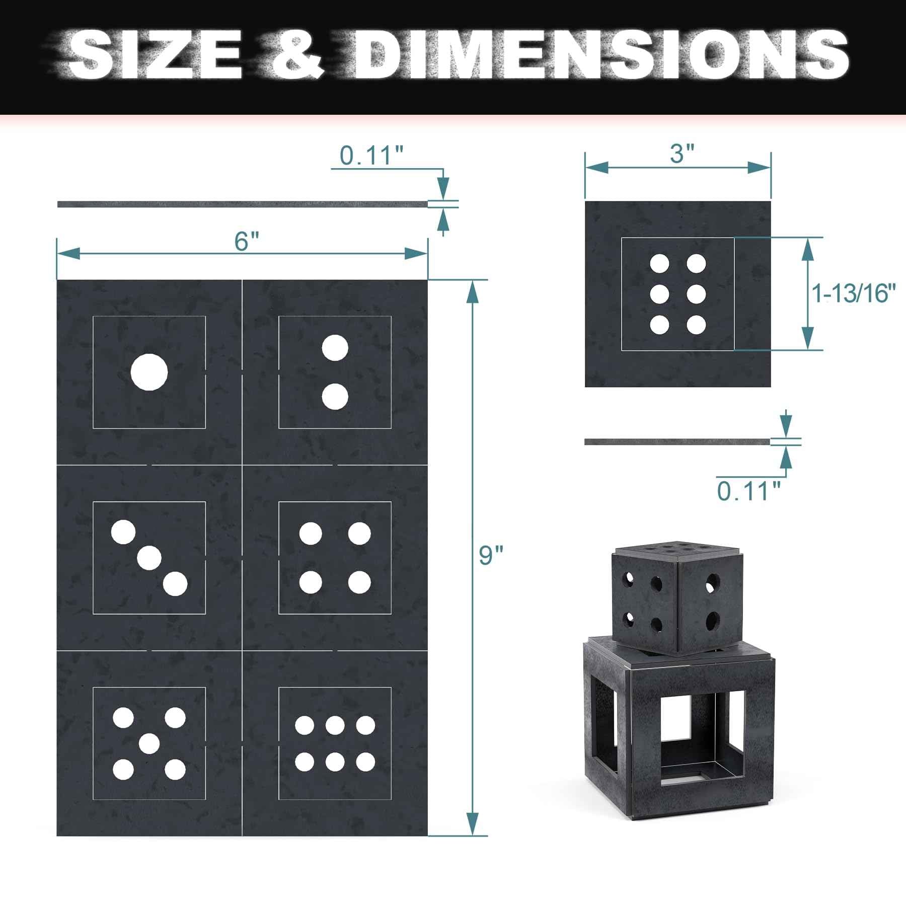 WelderElite Welding Coupons 1/8" Welding Practice Kit 11 Gauge Beginners Welding Mild Steel Sheet Can Be Used to Make 3 Dice and 1 Cube Frame