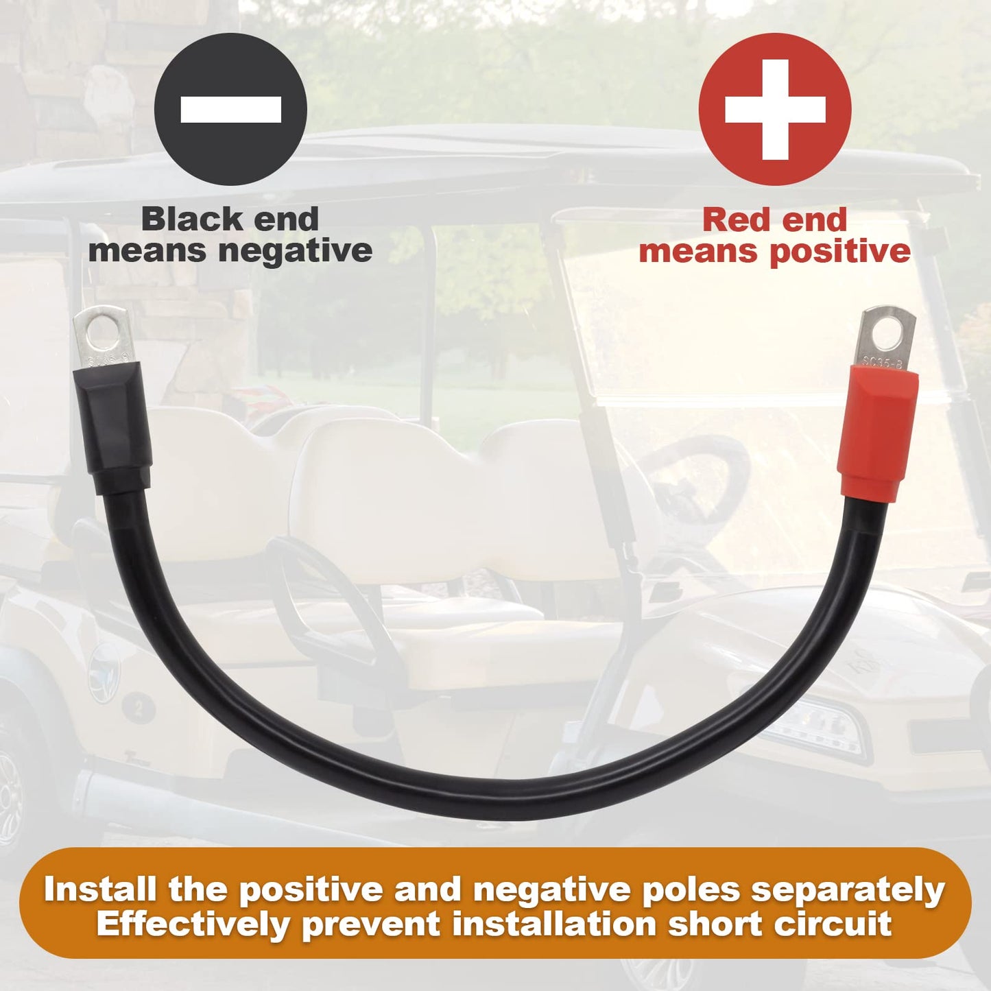 superbobi 7PCS Golf Cart Battery Cables Set Fit for Club Car DS 1994-up 2 Awg 36/48 Volt, 4 Gauge Golf Cart Battery Cables Wiring Kit