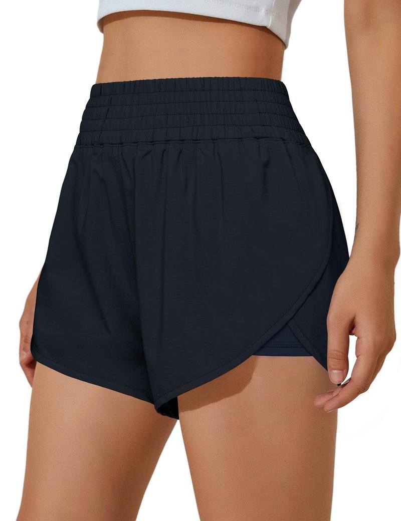 BMJL Womens Running Shorts High Waisted Side Pocket Athletic Shorts High Side Slit 2 in 1 Gym Shorts(Black,XS)
