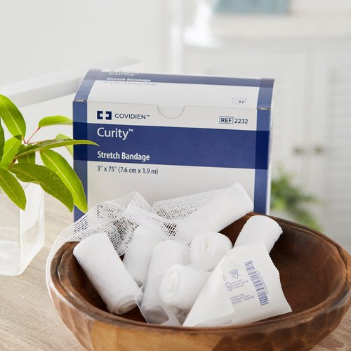 Covidien 2232 Curity Stretch Bandage, Sterile in Soft Pouch, 3" x 4.1 yd, 75" Relaxed (Pack of 12)