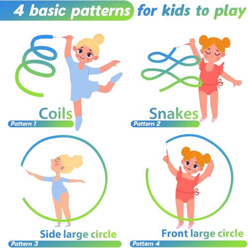 Cikyner Gymnastics Ribbon - 2 Pack Colorful Dance Bands with Sticks | Perfect for Kids' Parties & Games