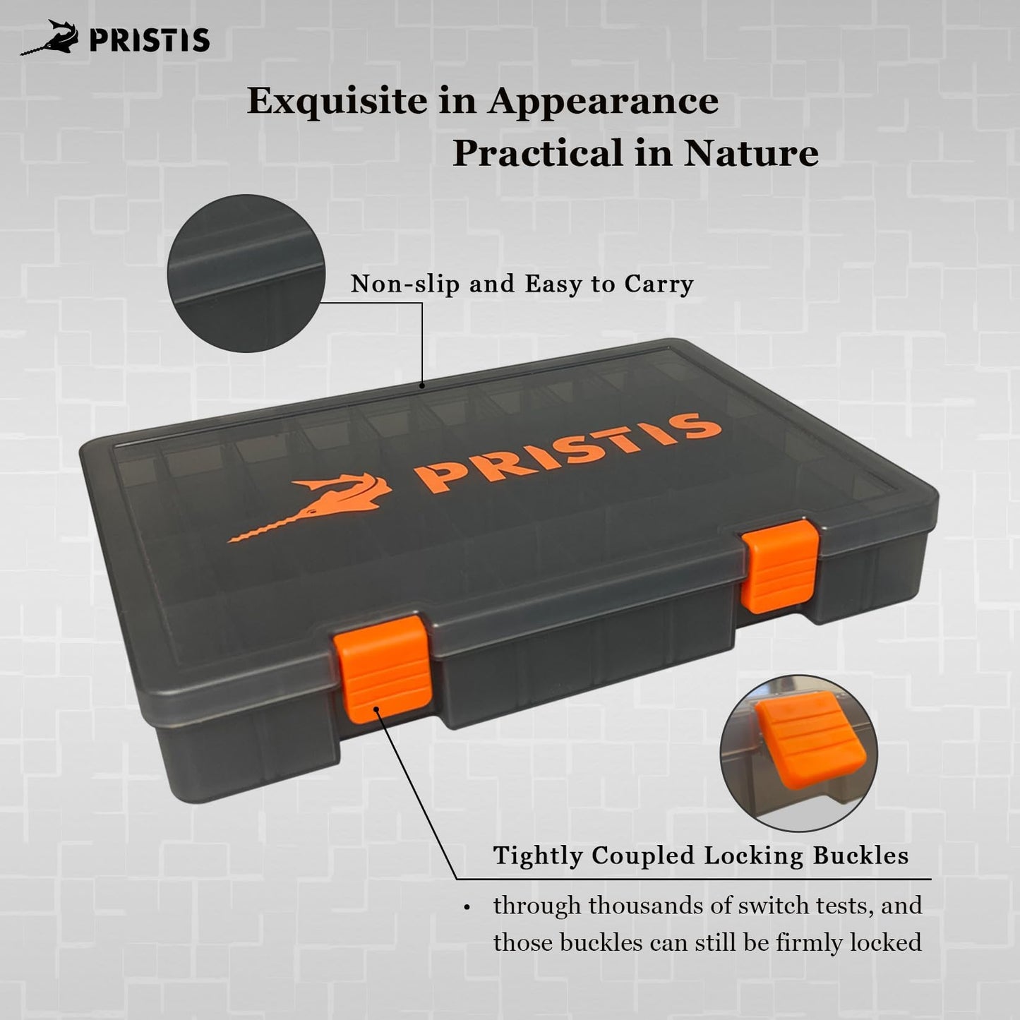 Pristis 4pcs Tackle Trays, 10.1"L 3600 High Strength Plastic Lure Storage, Container with Removable Dividers, Portable Tool Box for Hardware Fitting & Fishing Parts, Adjustable Compartment Organizer