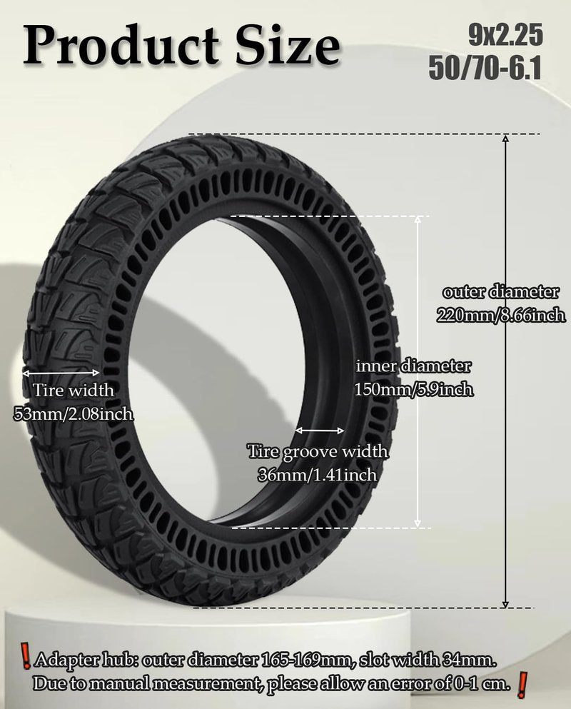 Felixstory 50/75-6.1 Off-road Tire, Upgraded Size 9x2.25 Solid Tire Replacement for All 8.5x2.0 inch Original Tires, Fit for VOLPAM SP06, Hover 1 Journey, Gotrax GXL V2 Electirc Scooter Tyre