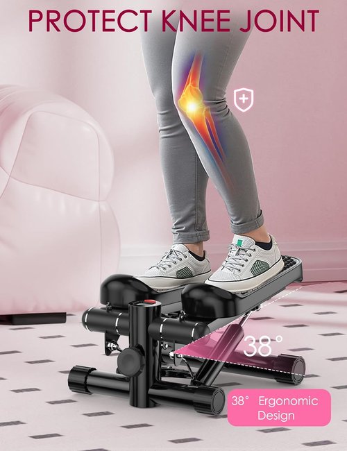 KitGody Mini Stepper - Portable Home Exercise Equipment with Resistance Bands | 330LBS Capacity, Adjustable Height