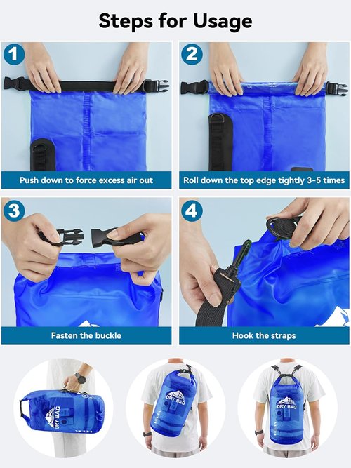 HEETA Waterproof Dry Bag - Lightweight Roll Top Storage for Travel & Outdoor Activities | 5L/10L/20L/30L/40L