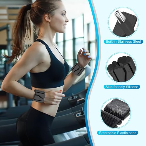 ADLIFE Adjustable Wrist Ankle Weights for Women Men Kids, 2 Lbs Wearable Arm Leg Weights Set of 2(1 Lb Each), Weighted Wristbands Exercise Weights for Walking Running Pilates Yoga Travel Pool Exercise Home Gym Workout-Black