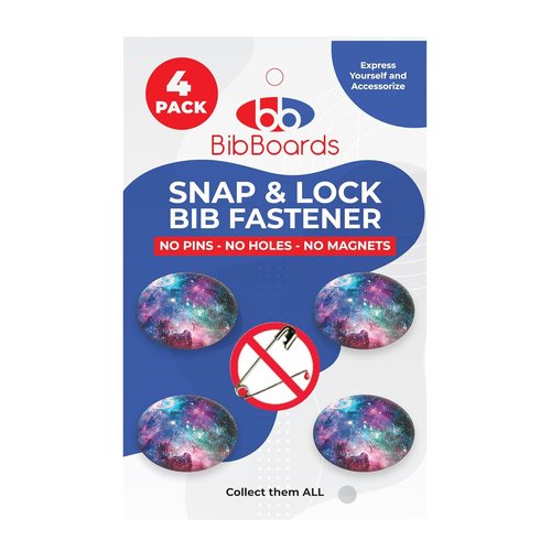 bibSNAPS Race Bib Clips - Secure Fasteners for Running & Cycling - Non-Magnetic, Soft & Reusable - Galaxy (4pcs)