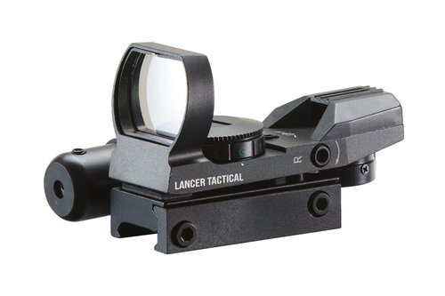 Lancer Tactical 1X22X33 Reflex Sight Red Dot Sight Red Green 4 Reticle Optics with Green Laser for 20mm Rail