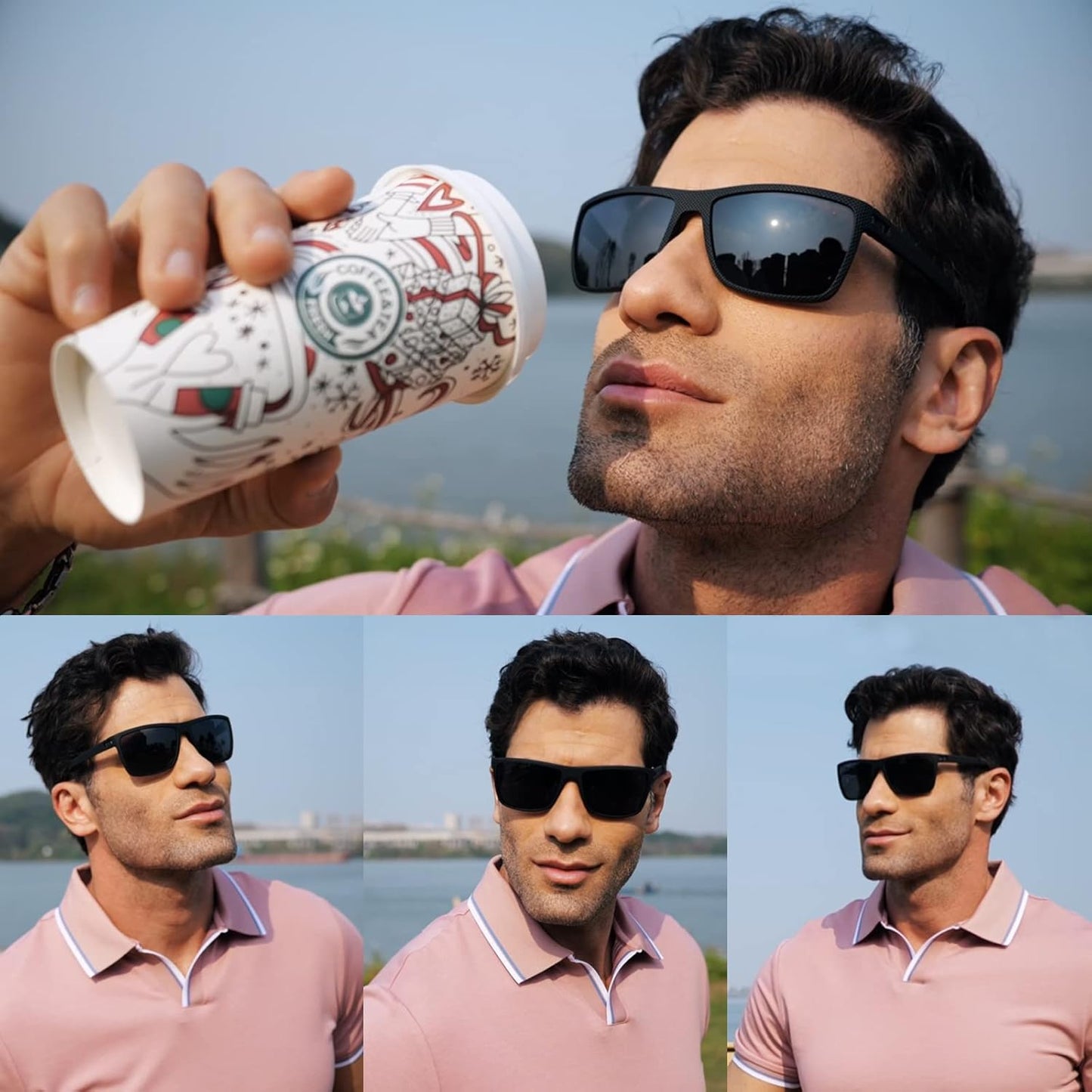 Skiennix Square Polarized Sunglasses - Vintage Style UV Protection for Men | Lightweight Frame