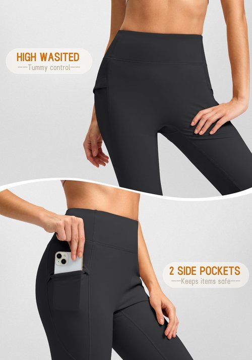 Jarvanv Women's Fleece Lined Pants with Pockets High Waist Thermal Flare Leggings Hiking Yoga Pants for Winter Cold Weather(Black, XL)