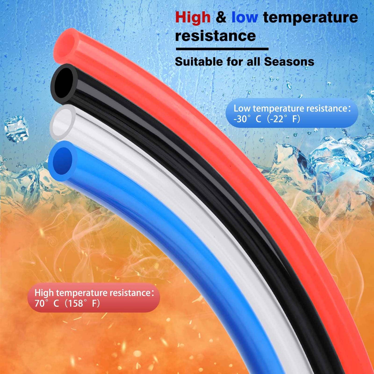 VerRich Pneumatic Tubing Pipe Pu Hose,Blue 10mm OD x 6.5mm ID 262 FT 80 Meters PU Air Hose Line Tube for Air Compressor Transfer