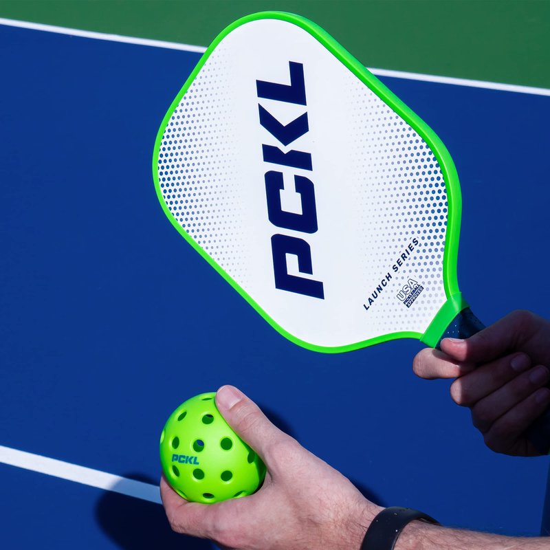 PCKL Launch Series Pickleball Paddle Racket | USA Pickleball Approved (USAPA) | Fiberglass Face with Large Sweet Spot | Honeycomb Core (White)