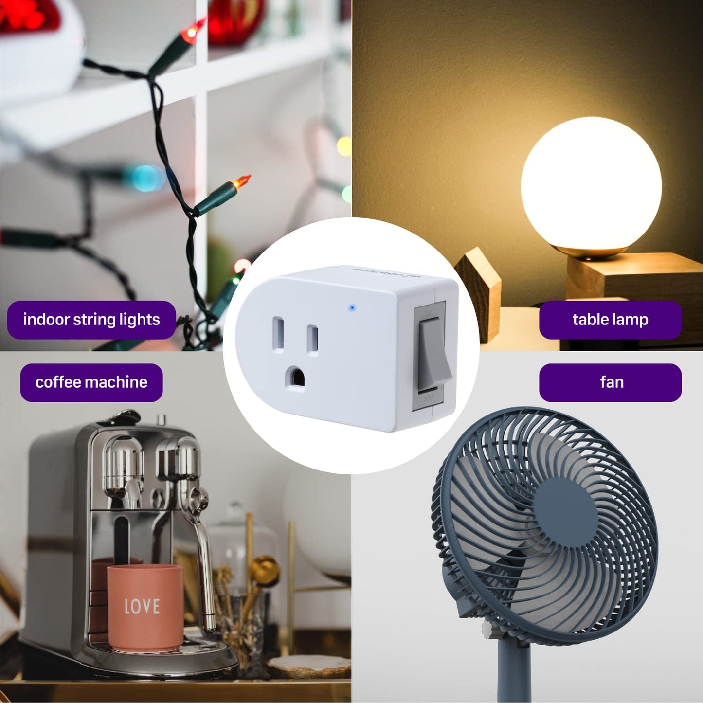 Fosmon Grounded Outlet Switch, ON/Off Switch (3 Pack), 3 Prong Plug in Electrical Switch, 245J Single Port Electric Switch Adapter Surge Protector, Power Switch Outlet Extender, White, ETL Listed