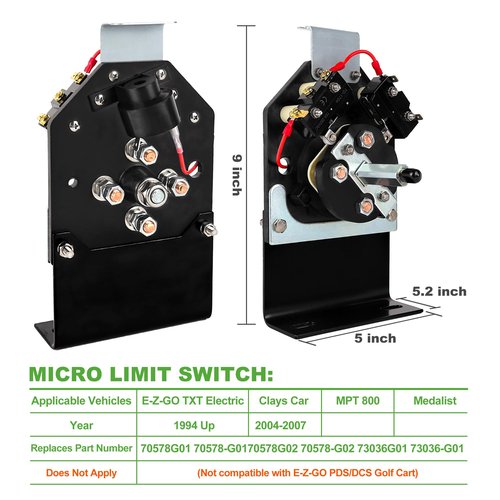 10L0L Golf Cart Heavy Duty Forward and Reverse Switch Assembly Fits EZGO TXT 1994 - Up, Replaces OEM# 70578-G01
