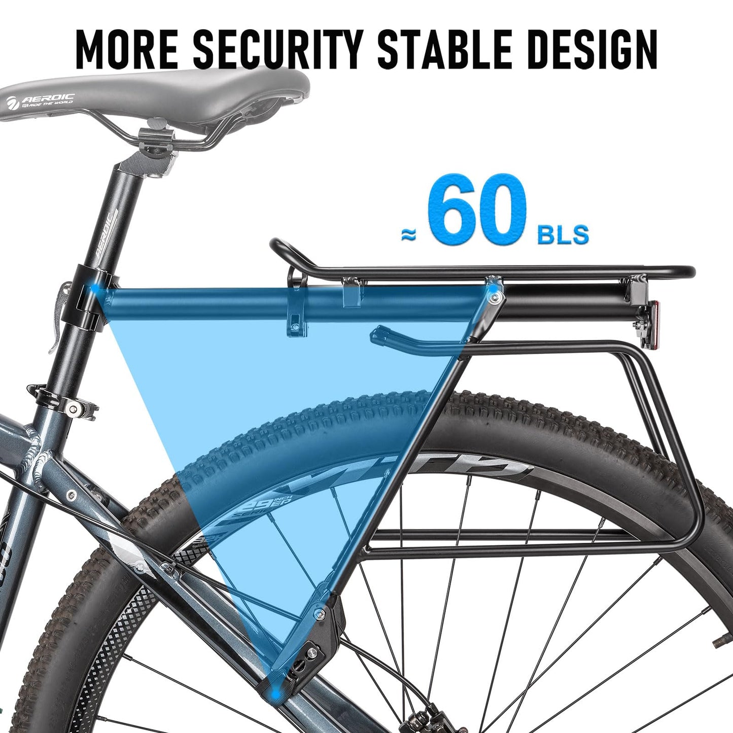 Rear Bike Rack - Bike Cargo Rack Quick Release Mount - Large Capacity Bicycle Pannier Rack 60lbs, Touring Carrier Rack fit 24”-29” and 700c