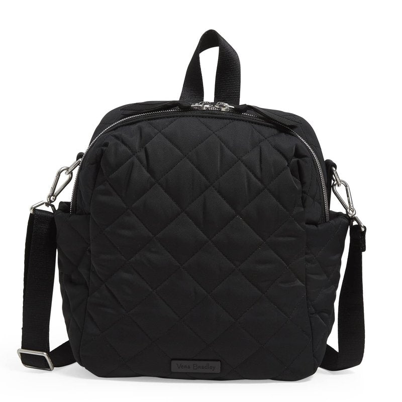 Vera Bradley Women's Performance Twill Convertible Small Backpack, Black, One Size