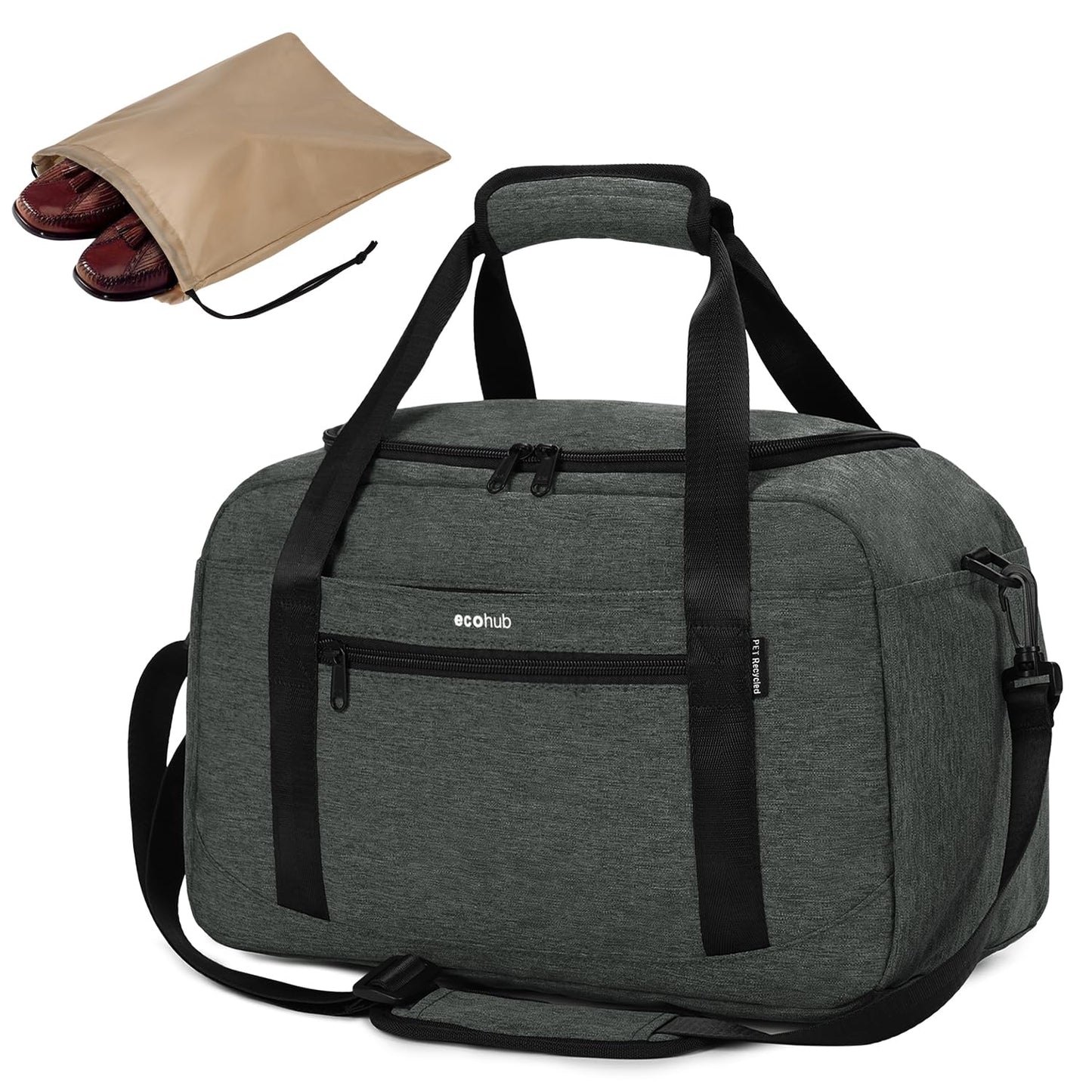 ECOHUB For Spirit Airlines Personal ItemBag 18x14x8 Travel Duffel Bags with Laptop Compartment & ShoeBag Underseat Carry on Bag with Wet Pocket, 30L (Gray)