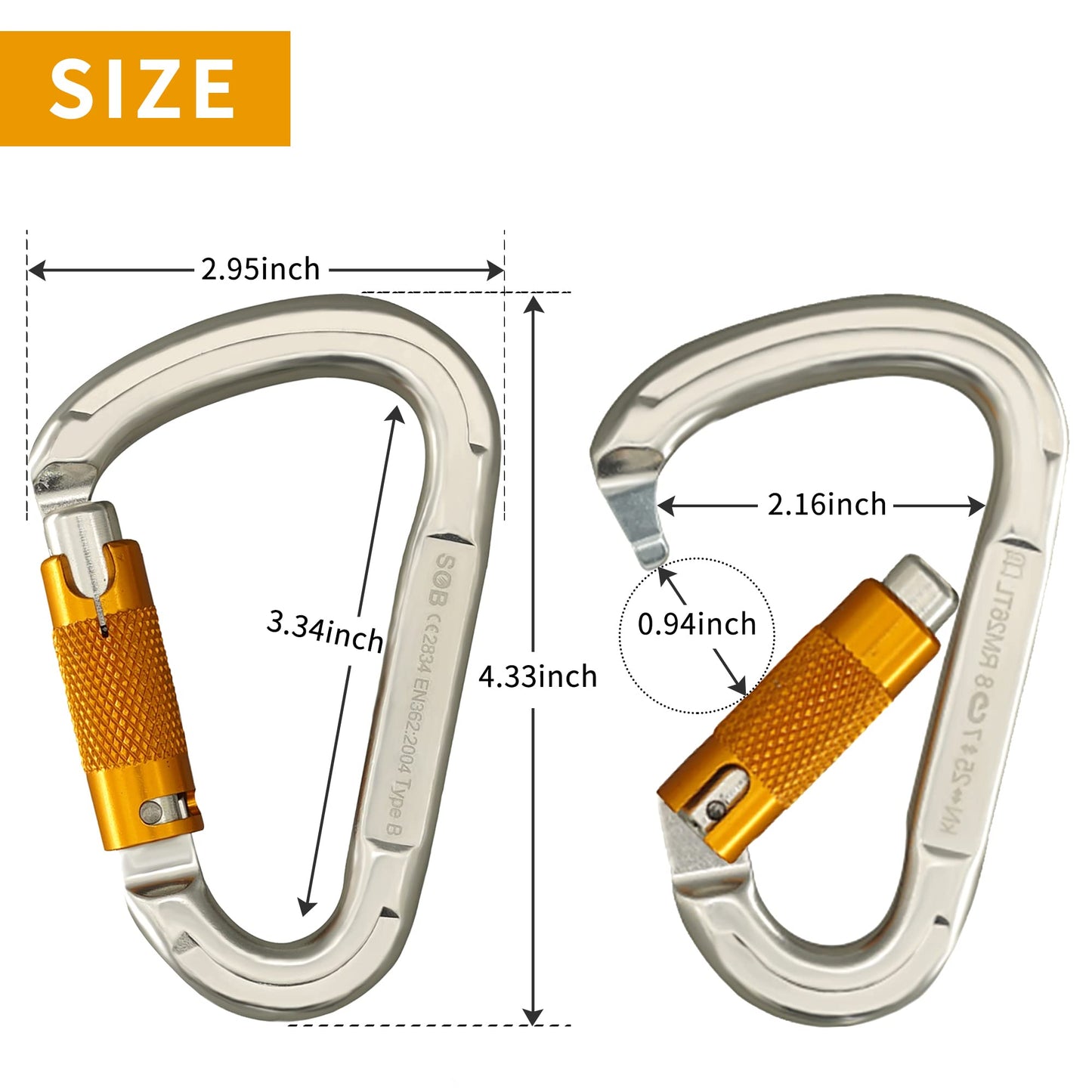 Carabiner Caribeener Clips Heavy Duty Large Alloy Steel D Ring Shape Locking Carabiner for Hammock,Keychain,Outdoor,Camping,Hiking,Dog Leash Harness