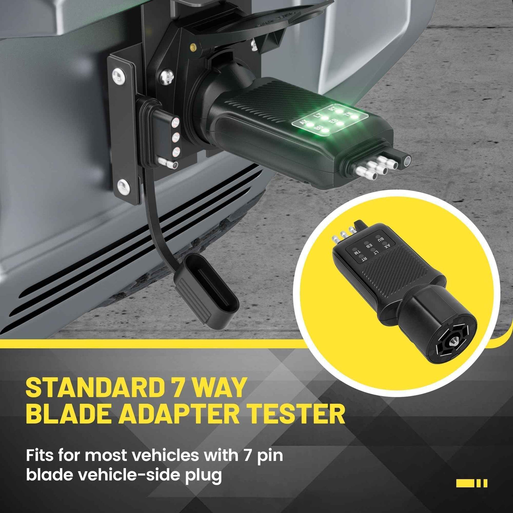 Oyviny 7 Pin Trailer Plug Tester & 4 Pin Trailer Tester with Double-Sided LED Indicators, Trailer Light Tester for Boat Trailer RV Truck Camper, Not Suitable for Vehicle with Lamp Out Sensor
