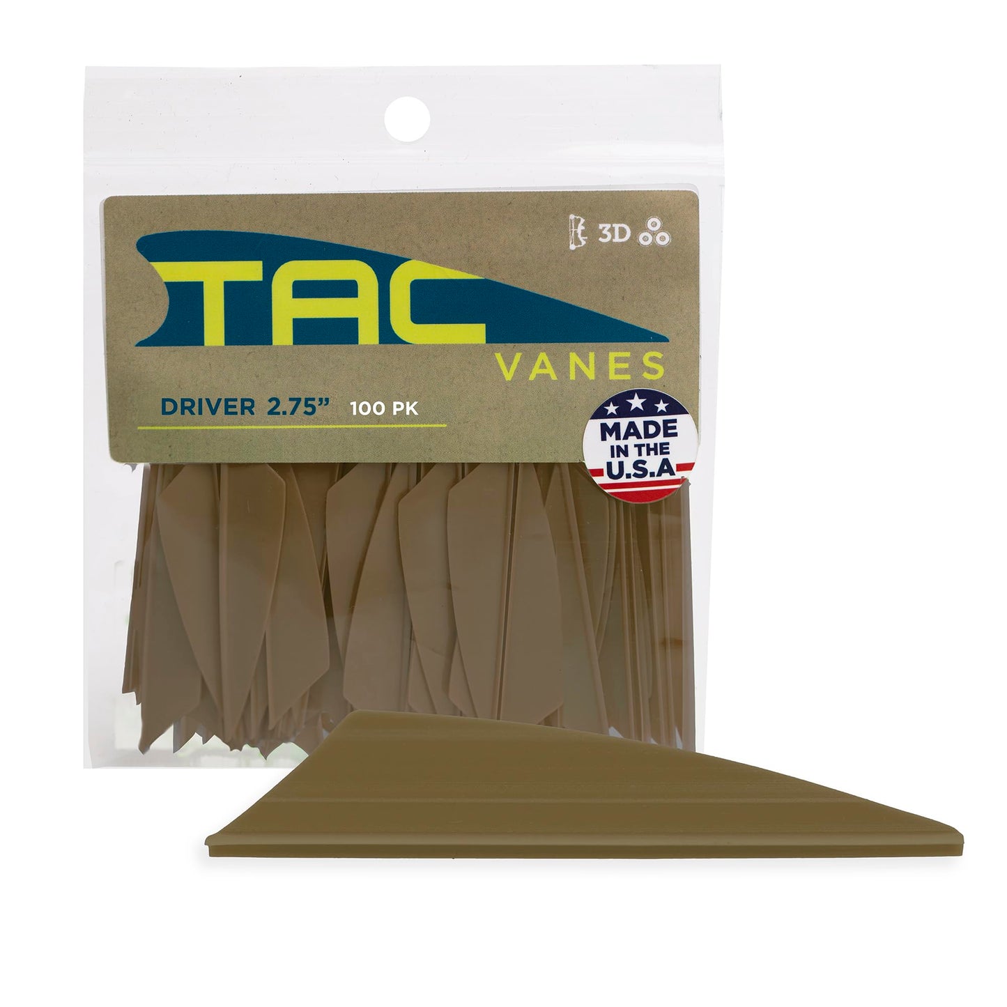 TAC Vanes Driver Arrow Vanes | Archery Fletching for Compound & Crossbow | Durable, Lightweight, High Accuracy, Green 100 Pack