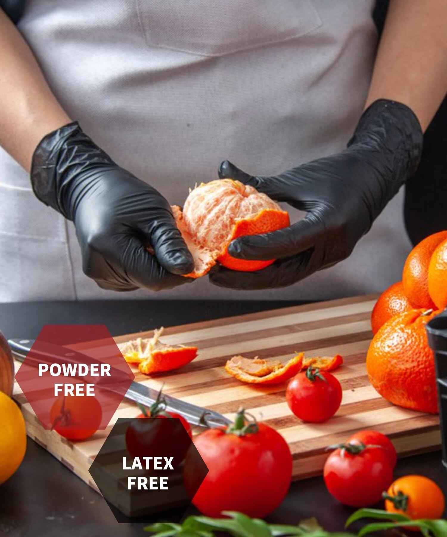 NEOTRIL 4-Mil Black Nitrile Disposable Gloves with Textured Grip, Latex Free & Powder Free, Chemical Resistant Rubber Gloves for Household Cleaning Kitchen Cooking 200Pcs Size/L