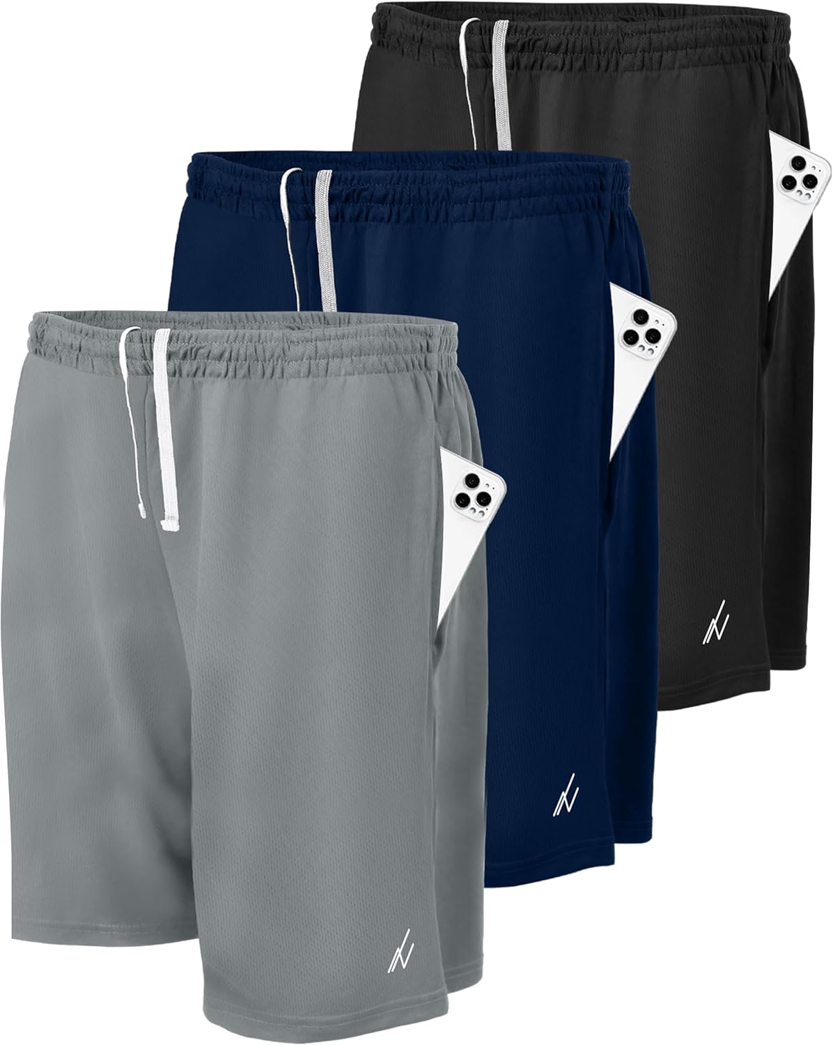 NY Threads Men's Athletic Shorts - Quick Dry Lightweight Workout & Running Gym Shorts with Pockets | 3 Pack