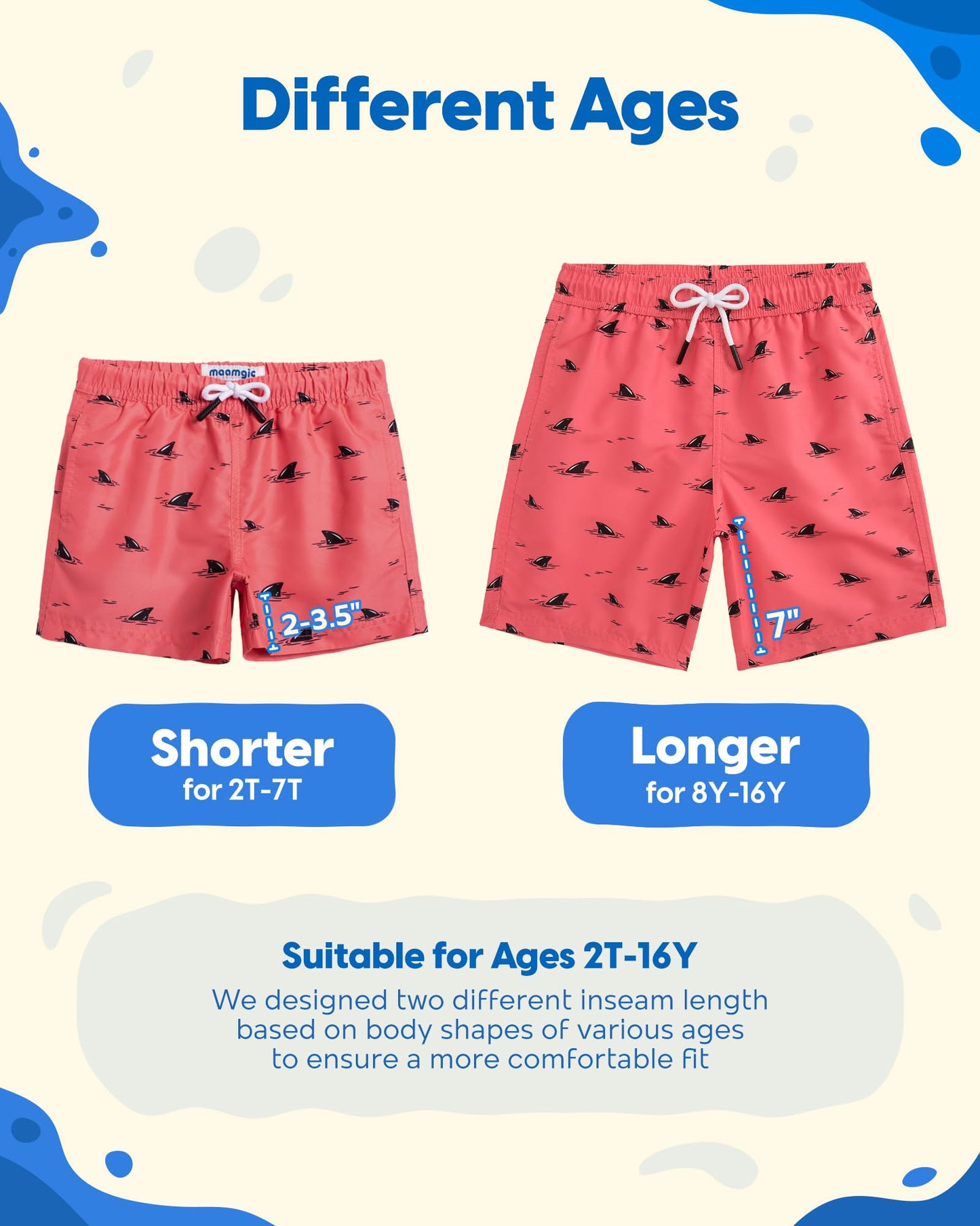 maamgic Boys Swim Trunks Toddler Swim Shorts Little Boys Bathing Suit Swimsuit Toddler Boy Swimwear,Pink Black Whale,8 T