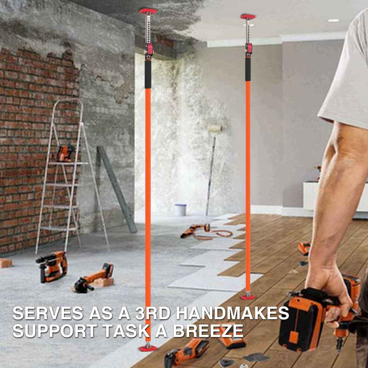 Adjustable Support Pole, Quick-Adjustable Telescopic Rod Support System, Supports Up to 154 lbs of Cabinet Lift Jacks, Dust Barrier Poles, Drywalls (2PACK 57~114INCH)