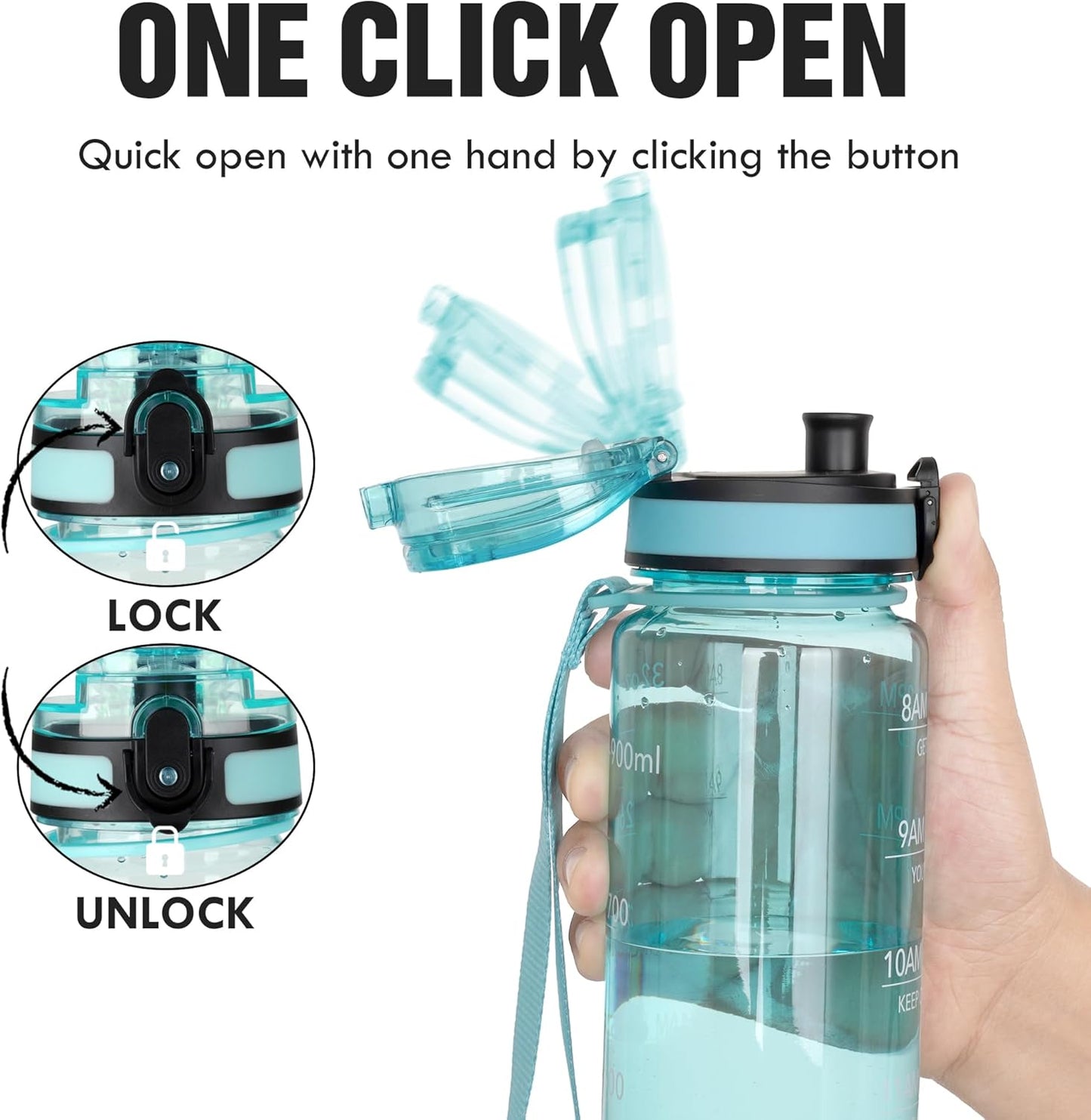 OLDLEY 32oz Motivational Sports Water Bottle - BPA Free, Leakproof Design with Time Marker | Perfect Gift for Men and Women