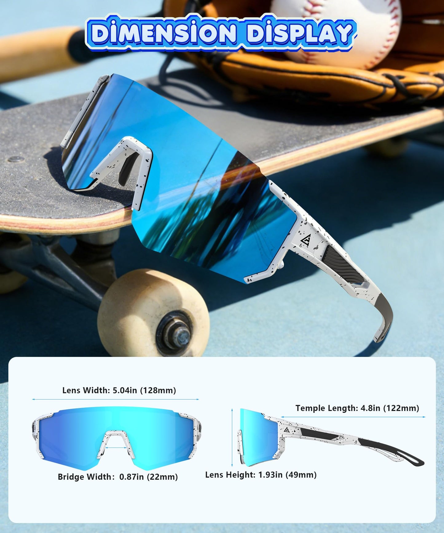 KALIYADI Kids-Sunglasses Toddler-Sunglasses Boys-Girls Youth-Sport-Sun-Glasses: Baseball Running UV400 Protection Age 6-14