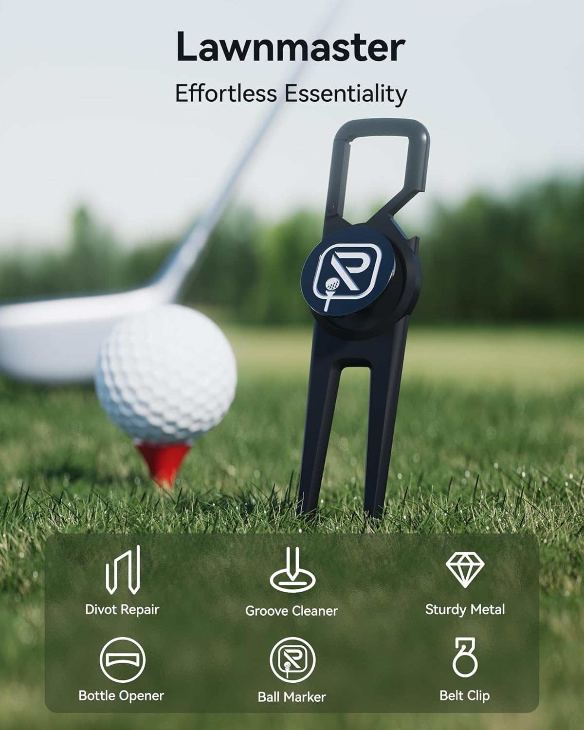 REDTIGER Golf Divot Tool - 4-in-1 Design with Magnetic Ball Marker, Bottle Opener & Groove Cleaner