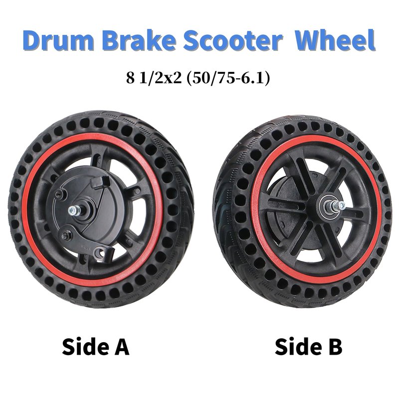8.5'' Electric Scooter Replacement Wheel – Solid Tire with Hub & Drum Brake | Specially designed for 8.5" DRUM BRAKE Escooter – Fits VOLPAM Q1, MAXSHOT V1, V7, Joyhis: JS03, JS01, NAVIC T3, T5