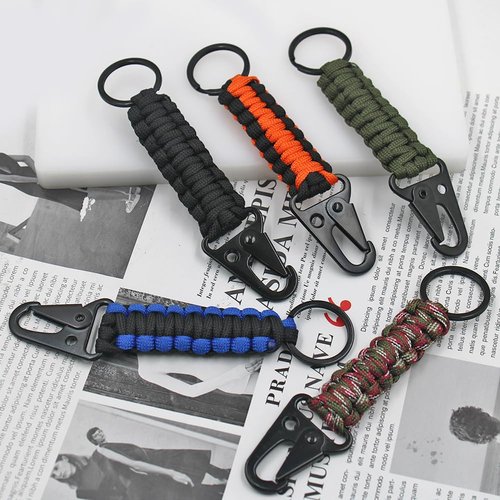 SENHAI 5 Pcs Paracord Keychains, Carabiner Keychains Braided Keychain Lanyard with Clip for Hanging Keys or Flashlight, for Outdoor Camping Fishing Backpack Fit Men Women