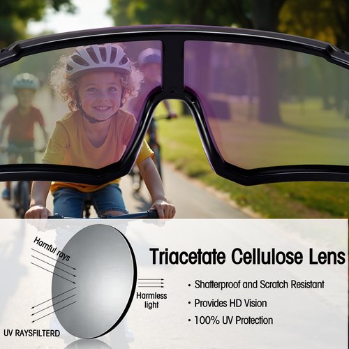 COASION Kids Baseball Sunglasses - Baseball Sunglasses for Boys Girls With Strap - Sports Softball Shades Age 3-10(Black/Gold Mirror)