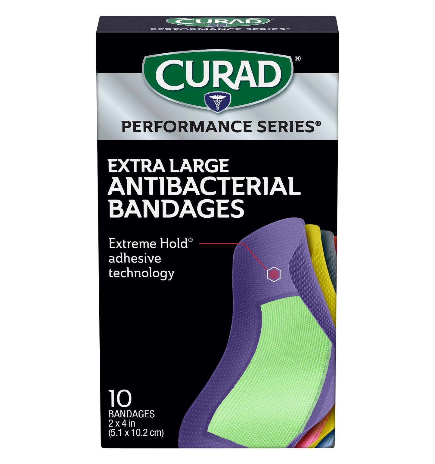 CURAD® Performance Series® Extra Large Antibacterial Bandages, Box of 10