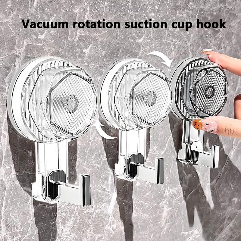 Kuangpu 3 Pack Vacuum Rotation Suction Cup Hook, 22 LB Heavy Duty Wreath Holder for Window, Glass Doors, Tiles, Welcome Sign (Clear White)